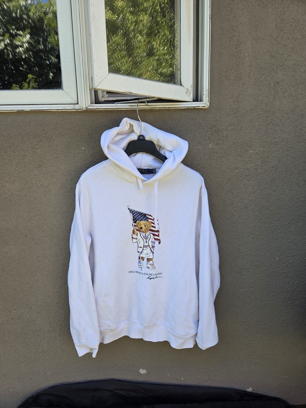 Polo Ralph Lauren Polo Bear USA Flag Hoodie Size Medium White